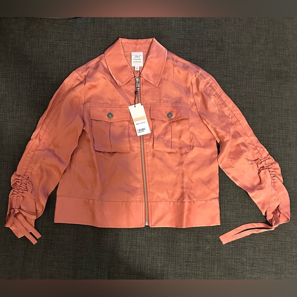 5 à 7 Cinq à Sept Dale Ruched Sleeve Jacket in Apricot Women's Size 00 - Picture 4 of 10